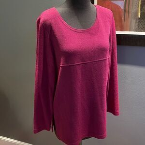 K Studio wine stretch boucle-type empire seam pullover top. Medium.